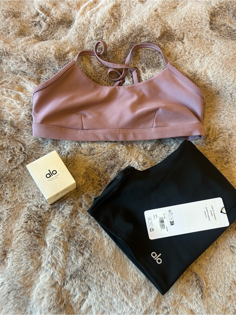 ALO Yoga Mauve Strappy Light-Support Sports Bra